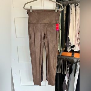 Spanx leggings, metallic brown, faux leather, XL, NWT